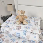 MimiNu, Piloti, set lenjerie de pat single cu umplutura, albastru, 100-135 cm