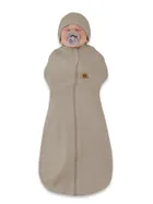 MimiNu, Soft, Teddy, set 2in1: sac de dormit subtire de vara + caciula, mocha, TOG 0.5-1.0, 0-3 luni