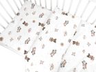 MimiNu, Ursuleti, set lenjerie de pat single, bumbac, bej, 120-90 cm