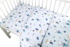MimiNu, Vulpea si Iepurele, set lenjerie de pat single, din bumbac, albastru, 100-135 cm