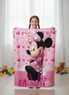 Minnie Mouse, patura polar, roz, 100-140 cm