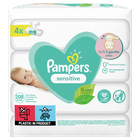 Pampers Sensitive, servetele umede, 4 pachete de 52 servetele, 208 buc.
