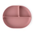 Petite&Mars, Take&Match, farfurie din silicon cu separatoare, ovala, Dusty Rose, 6m+