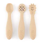 Petite&Mars, Take&Match, set de lingurite din silicon pentru invatarea hranirii, Desert Sand, 6 luni+, 3 buc.