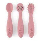 Petite&Mars, Take&Match, set de lingurite din silicon pentru invatarea hranirii, Dusty Rose, 6 luni+, 3 buc.