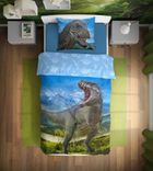 T-Rex, set lenjerie de pat single, albastru, 140-200 cm