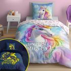 Unicorn, Fluo, set lenjerie de pat single, 160-200 cm