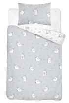 Unicorni, set lenjerie de pat si aparatori patut, 3 piese, gri, 90-120 cm