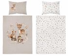 Animale din padure, set lenjerie de pat single, bej, 100-135 cm