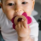 BabyOno, Butterfly, jucarie pentru dentitie din silicon si lemn, roz