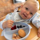 BabyOno, farfurie din silicon cu ventuza si capac, albastru
