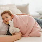 BabyOno, Patura din bumbac cu captuseala din flanela, roz, 75-100 cm