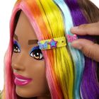 Barbie, Papusa de coafat, Culorile curcubeului neon - par castaniu, accesorii Color Reveal, set de joaca