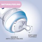 Chicco, NaturalFeeling, sticla din plastic, debit lent, albastru, 0 luni+, 150 ml