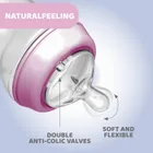 Chicco, NaturalFeeling, sticla din plastic, debit medium, roz, 6 luni+, 330 ml