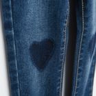 Cool Club, Blugi pentru fete, tip slim fit, denim, imprimeu inimi