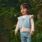 Cool Club, Bluza cu maneca lunga pentru fete, din tricot striat, alb