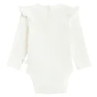 Cool Club, Body cu maneca lunga pentru fete, din tricot striat, alb