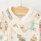 Cool Club, Body cu maneca lunga pentru fete, din tricot striat, ecru, albastru, imprimeu animalute, set 2 buc.
