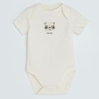 Cool Club, Body cu maneca scurta pentru bebelusi, bej, galben, imprimeu Fisher-Price, set, 3 buc.