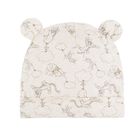 Cool Club, Caciula pentru baieti, bumbac organic, bej melanj, galben, imprimeu Winnie the Pooh, set 2 buc.