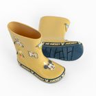 Cool Club, Cizme de cauciuc pentru baieti, galben, talpa Barefoot, imprimeu Mickey Mouse