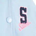 Cool Club, Geaca de baseball cu gluga pentru fete, albastru, imprimeu Lilo si Stitch