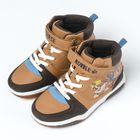 Cool Club, Ghete pentru baieti, maro, brant din piele, talpa cu leduri, imprimeu Paw Patrol