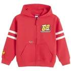 Cool Club, Hanorac cu gluga pentru baieti, cu fermoar, rosu, imprimeu Hot Wheels