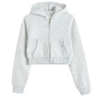 Cool Club, Hanorac cu gluga pentru fete, cu fermoar, crop top, gri