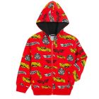Cool Club, Hanorac pentru baieti, cu fermoar, rosu, imprimeu Hot Wheels