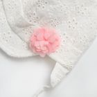 Cool Club, Palarie pentru fete ce se leaga sub barbie, alba ecru, broderie englezeasca, floricica decor