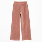 Cool Club, Pantaloni din material textil pentru fete, flare, din tricot striat, velur, maro