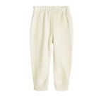 Cool Club, Pantaloni trening pentru fete, ecru, cu funda