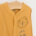 Cool Club, Pijama tip salopeta pentru baieti, bumbac organic, albastru, galben, imprimeu Cool to be kind, set 2 buc.