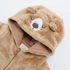 Cool Club, Pijama tip salopeta pentru baieti, bumbac organic, maro, plus, model ursulet