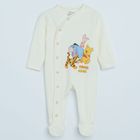 Cool Club, Pijama tip salopeta pentru baieti, ecru, galben, imprimeu Winnie the Pooh, set, 2 buc.