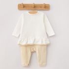 Cool Club, Pijama tip salopeta pentru fete, bumbac organic, ecru, imprimeu Bambi
