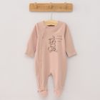 Cool Club, Pijama tip salopeta pentru fete, bumbac organic, ecru, roz, gri, imprimeu Bambi, set 3 buc.