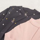 Cool Club, Pijama tip salopeta pentru fete, bumbac organic, roz, negru-grafit, imprimeu inimioare, set 2 buc.