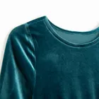 Cool Club, Rochie cu maneca lunga pentru fete, velur, turcoaz