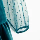 Cool Club, Rochie cu maneca lunga pentru fete, velur, turcoaz