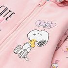 Cool Club, Salopeta cu gluga din bumbac organic pentru fete, culoare roz, imprimeu Snoopy