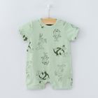 Cool Club, Salopeta Rompers pentru baieti, bumbac organic, albastru, verde, imprimeu Looney Tunes, set 2 buc.