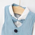 Cool Club, Set pentru baieti, body-camasa cu maneca lunga, vesta, pantaloni din material textil, papion, alb-albastru