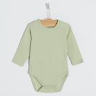 Cool Club, Set pentru bebelusi, body cu maneca lunga, salopeta cu botosei, bumbac organic, verde, ecru