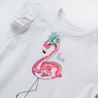 Cool Club, Set pentru fete, body cu maneca scurta, fusta, alb-roz, imprimeu flamingo, Fun