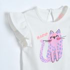 Cool Club, Set pentru fete, Body cu maneca scurta, Pantaloni scurti, alb, violet