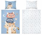 Detexpol, Pisoi, set lenjerie de pat single, din bumbac, niebieski, 90-120 cm