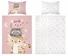 Detexpol, Pisoi, set lenjerie de pat single, din bumbac, różowy, 100-135 cm